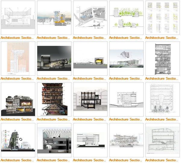 Architecture Sections Gallery V5 - Architecture Autocad Blocks,CAD Details,CAD Drawings,3D Models,PSD,Vector,Sketchup Download