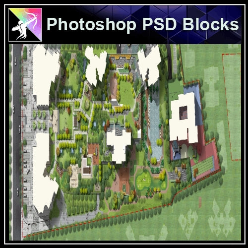 Photoshop PSD Landscape Layout -Residential Plan Design PSD V.10 - Architecture Autocad Blocks,CAD Details,CAD Drawings,3D Models,PSD,Vector,Sketchup Download