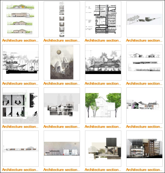 Architecture Sections Gallery V1 - Architecture Autocad Blocks,CAD Details,CAD Drawings,3D Models,PSD,Vector,Sketchup Download