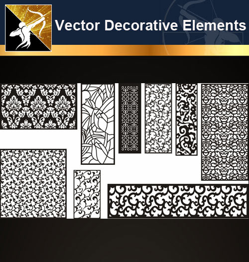 ★Vector Decoration Design Elements V.19-Download Illustration AI Vector Files - Architecture Autocad Blocks,CAD Details,CAD Drawings,3D Models,PSD,Vector,Sketchup Download