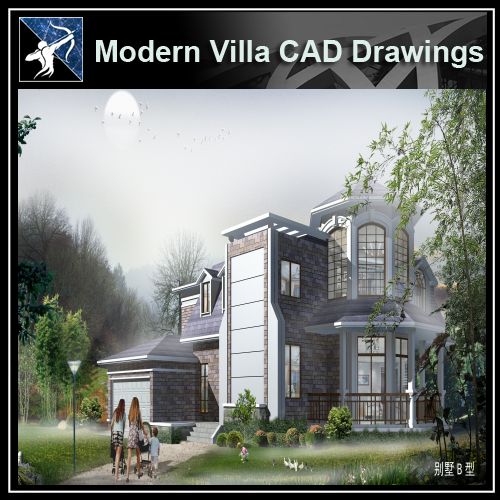 ★Modern Villa CAD Plan,Elevation Drawings Download V.25 - Architecture Autocad Blocks,CAD Details,CAD Drawings,3D Models,PSD,Vector,Sketchup Download