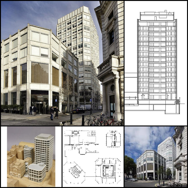 【World Famous Architecture CAD Drawings】The Economist Building-Alison and Peter Smithson - Architecture Autocad Blocks,CAD Details,CAD Drawings,3D Models,PSD,Vector,Sketchup Download