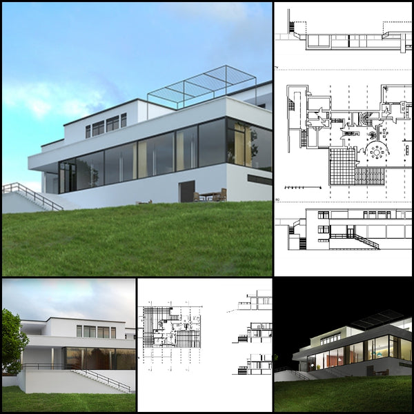 【World Famous Architecture CAD Drawings】Tugendhat House-Mies Van Der Rohe - Architecture Autocad Blocks,CAD Details,CAD Drawings,3D Models,PSD,Vector,Sketchup Download