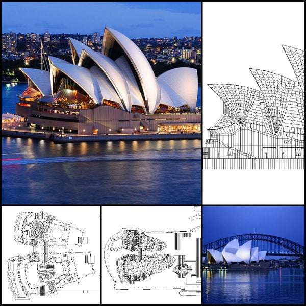 【World Famous Architecture CAD Drawings】Sydney Opera House-Jørn Oberg Utzon - Architecture Autocad Blocks,CAD Details,CAD Drawings,3D Models,PSD,Vector,Sketchup Download
