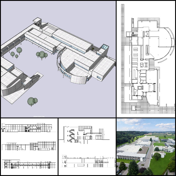 【World Famous Architecture CAD Drawings】Richard Meier - Weishaupt Forum - Architecture Autocad Blocks,CAD Details,CAD Drawings,3D Models,PSD,Vector,Sketchup Download