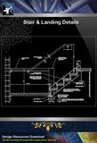 【Free Stair Details】Stair and Landing Detail - Architecture Autocad Blocks,CAD Details,CAD Drawings,3D Models,PSD,Vector,Sketchup Download