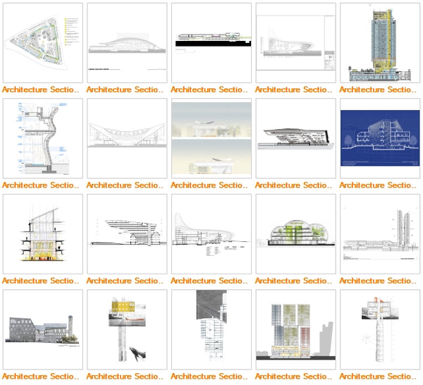 Architecture Sections Gallery V4 - Architecture Autocad Blocks,CAD Details,CAD Drawings,3D Models,PSD,Vector,Sketchup Download