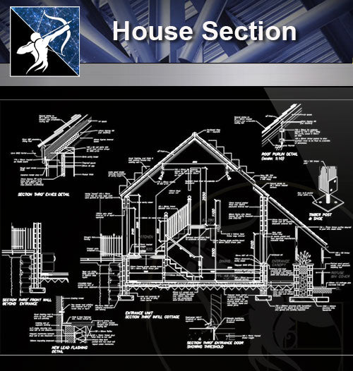 【Wall Details】House Section - Architecture Autocad Blocks,CAD Details,CAD Drawings,3D Models,PSD,Vector,Sketchup Download