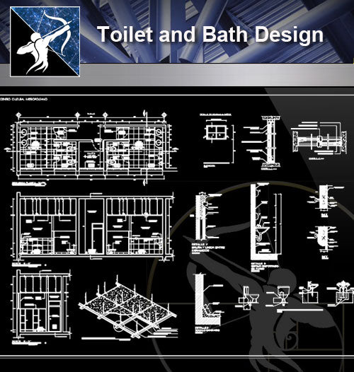 【Sanitations Details】Toilet and Bath Design - Architecture Autocad Blocks,CAD Details,CAD Drawings,3D Models,PSD,Vector,Sketchup Download