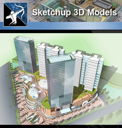 ★Sketchup 3D Models-Business Building Sketchup Models 11 - Architecture Autocad Blocks,CAD Details,CAD Drawings,3D Models,PSD,Vector,Sketchup Download