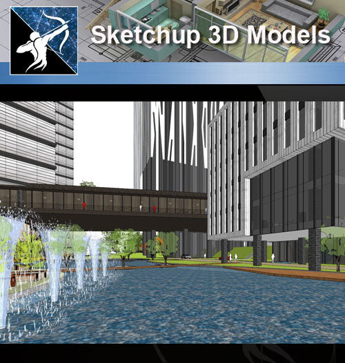 ★Sketchup 3D Models-Business Building Sketchup Models 22 - Architecture Autocad Blocks,CAD Details,CAD Drawings,3D Models,PSD,Vector,Sketchup Download