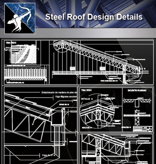 【Steel Structure Details】Steel Roof Design - Architecture Autocad Blocks,CAD Details,CAD Drawings,3D Models,PSD,Vector,Sketchup Download