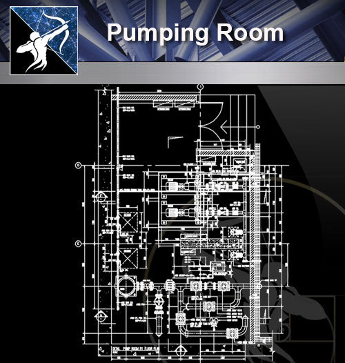 【Sanitations Details】Pumping Room - Architecture Autocad Blocks,CAD Details,CAD Drawings,3D Models,PSD,Vector,Sketchup Download