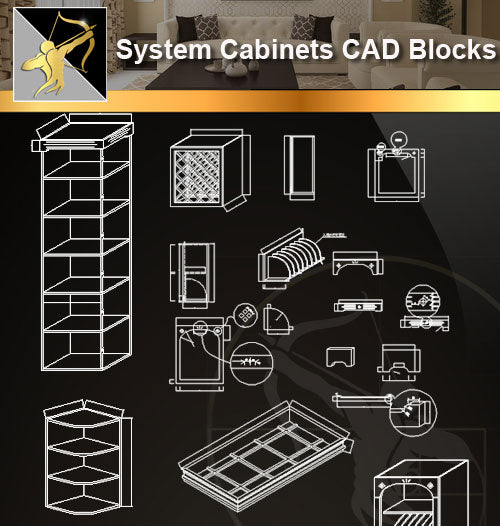 ★System Cabinets CAD Blocks V3-Bookcases,Cabinets,Desks,computer desks,Dishwashers,Kitchen,Storage cabinets,Storage system - Architecture Autocad Blocks,CAD Details,CAD Drawings,3D Models,PSD,Vector,Sketchup Download