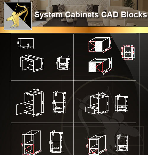 ★System Cabinets CAD Blocks V2-Bookcases,Cabinets,Desks,computer desks,Dishwashers,Kitchen,Storage cabinets,Storage system - Architecture Autocad Blocks,CAD Details,CAD Drawings,3D Models,PSD,Vector,Sketchup Download