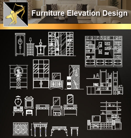 ★Interior Design CAD Blocks -Furniture Elevation Design - Architecture Autocad Blocks,CAD Details,CAD Drawings,3D Models,PSD,Vector,Sketchup Download