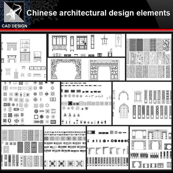 ★【Chinese Architecture Design CAD elements V1】All kinds of Chinese Architectural CAD Drawings Bundle - Architecture Autocad Blocks,CAD Details,CAD Drawings,3D Models,PSD,Vector,Sketchup Download