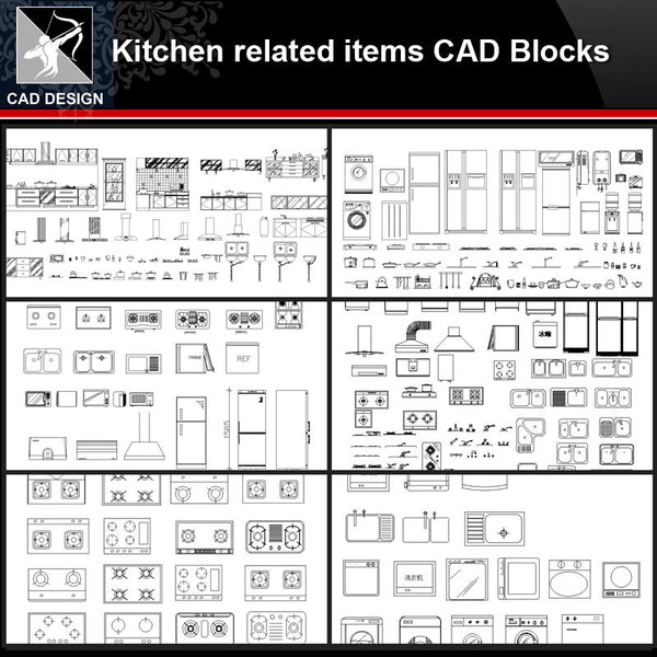 ★【Kitchen related items Autocad Blocks Collections】All kinds of Kitchen CAD Blocks - Architecture Autocad Blocks,CAD Details,CAD Drawings,3D Models,PSD,Vector,Sketchup Download