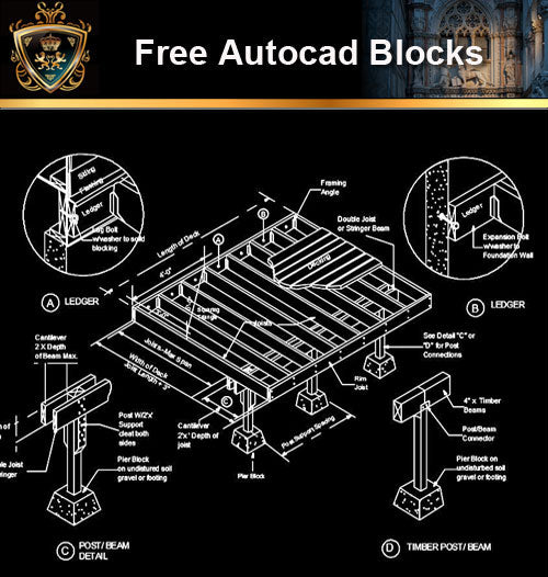 ★Free CAD Details-Deck Framing Details - Architecture Autocad Blocks,CAD Details,CAD Drawings,3D Models,PSD,Vector,Sketchup Download
