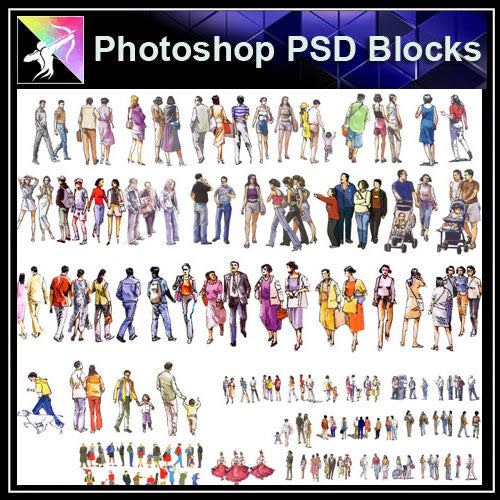 【Photoshop PSD Landscape Blocks】 People Blocks - Architecture Autocad Blocks,CAD Details,CAD Drawings,3D Models,PSD,Vector,Sketchup Download