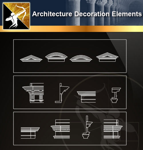 Free CAD Architecture Decoration Elements 13 - Architecture Autocad Blocks,CAD Details,CAD Drawings,3D Models,PSD,Vector,Sketchup Download