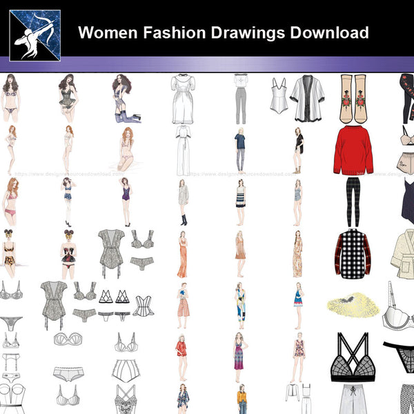 ★Women Fashion Drawings Download  V.5-Women Dresses,Tops,Skirts,Shoes Design Drawings - Architecture Autocad Blocks,CAD Details,CAD Drawings,3D Models,PSD,Vector,Sketchup Download