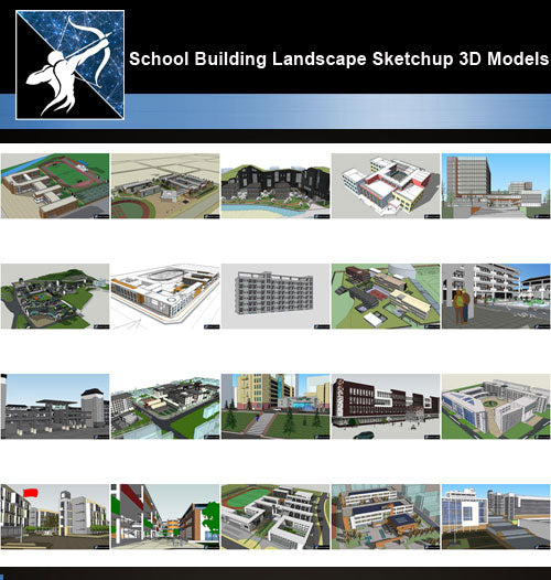 ★Best 20 Types of School Sketchup 3D Models Collection V.4 - Architecture Autocad Blocks,CAD Details,CAD Drawings,3D Models,PSD,Vector,Sketchup Download