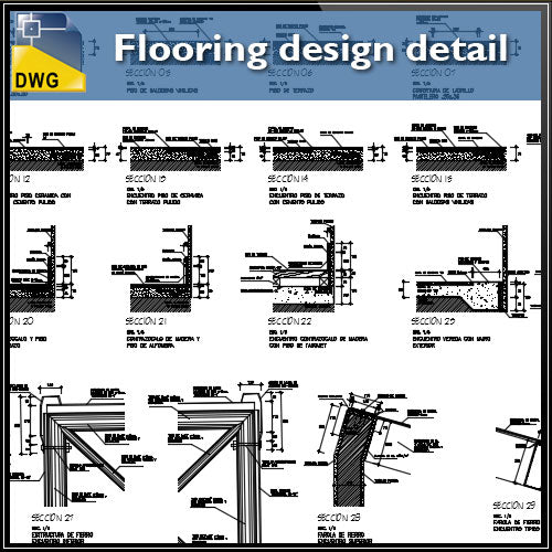 【CAD Details】 Flooring design detail cad files - Architecture Autocad Blocks,CAD Details,CAD Drawings,3D Models,PSD,Vector,Sketchup Download