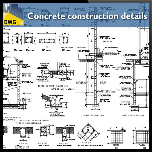 【CAD Details】Concrete details autocad dwg files - Architecture Autocad Blocks,CAD Details,CAD Drawings,3D Models,PSD,Vector,Sketchup Download