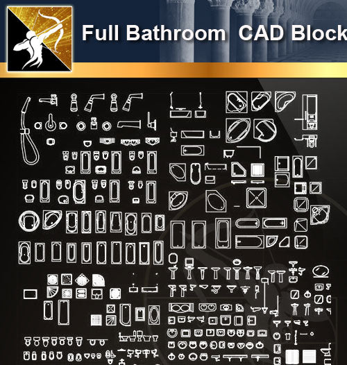 ★Full Bathroom Blocks - Architecture Autocad Blocks,CAD Details,CAD Drawings,3D Models,PSD,Vector,Sketchup Download
