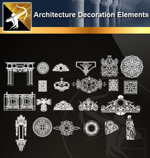 Free CAD Architecture Decoration Elements 8 - Architecture Autocad Blocks,CAD Details,CAD Drawings,3D Models,PSD,Vector,Sketchup Download