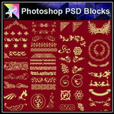 【Photoshop PSD Blocks】Gold Decorative Borders 1 - Architecture Autocad Blocks,CAD Details,CAD Drawings,3D Models,PSD,Vector,Sketchup Download