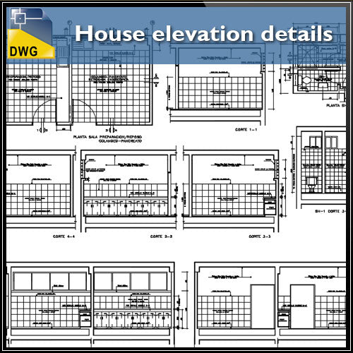 【CAD Details】House elevation CAD details - Architecture Autocad Blocks,CAD Details,CAD Drawings,3D Models,PSD,Vector,Sketchup Download