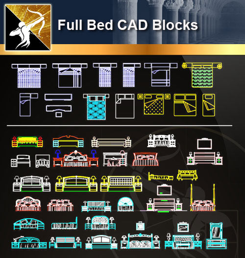 ★Full Bed Blocks - Architecture Autocad Blocks,CAD Details,CAD Drawings,3D Models,PSD,Vector,Sketchup Download
