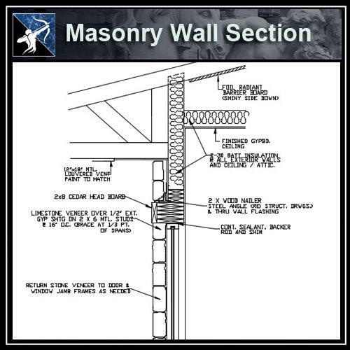 ★Free CAD Details-Masonry Wall Section - Architecture Autocad Blocks,CAD Details,CAD Drawings,3D Models,PSD,Vector,Sketchup Download