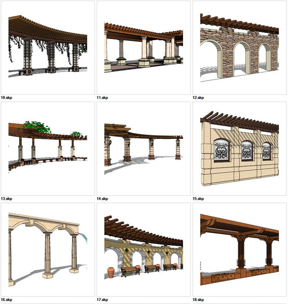★Sketchup 3D Models-9 Types of Landscape Gallery Sketchup Models V.2 - Architecture Autocad Blocks,CAD Details,CAD Drawings,3D Models,PSD,Vector,Sketchup Download