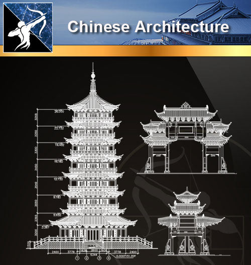 ★Chinese Architecture CAD Drawings-Tower,Temple