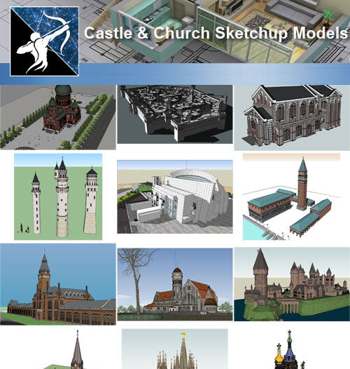 ★Sketchup 3D Models-Castle and Church Sketchup Models