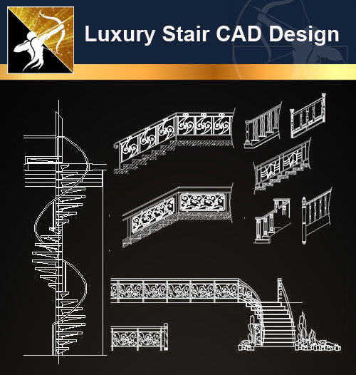 Luxury Stair Design CAD Drawings