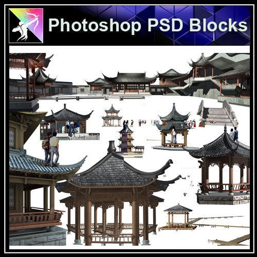 【Photoshop PSD Blocks】Chinese Pavilion PSD Blocks 4 - Architecture Autocad Blocks,CAD Details,CAD Drawings,3D Models,PSD,Vector,Sketchup Download