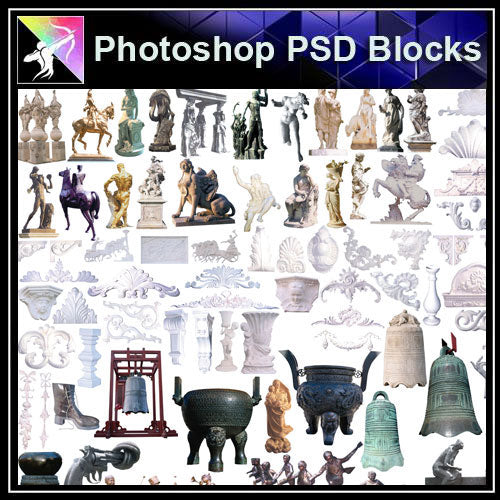 【Photoshop PSD Blocks】Landscape Statue PSD Blocks 1 - Architecture Autocad Blocks,CAD Details,CAD Drawings,3D Models,PSD,Vector,Sketchup Download