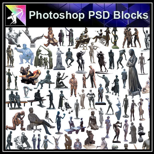 【Photoshop PSD Blocks】Landscape Statue PSD Blocks 4 - Architecture Autocad Blocks,CAD Details,CAD Drawings,3D Models,PSD,Vector,Sketchup Download