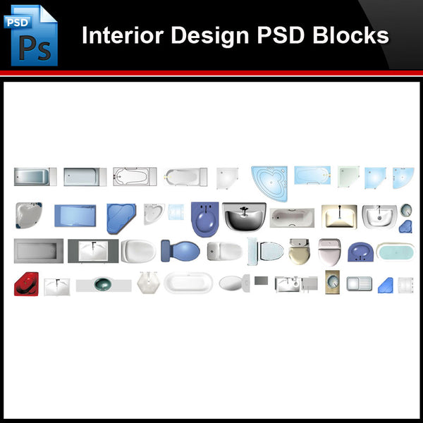 ★Photoshop PSD Blocks-Interior Design PSD Blocks -Bathroom facilities PSD Blocks V1 - Architecture Autocad Blocks,CAD Details,CAD Drawings,3D Models,PSD,Vector,Sketchup Download