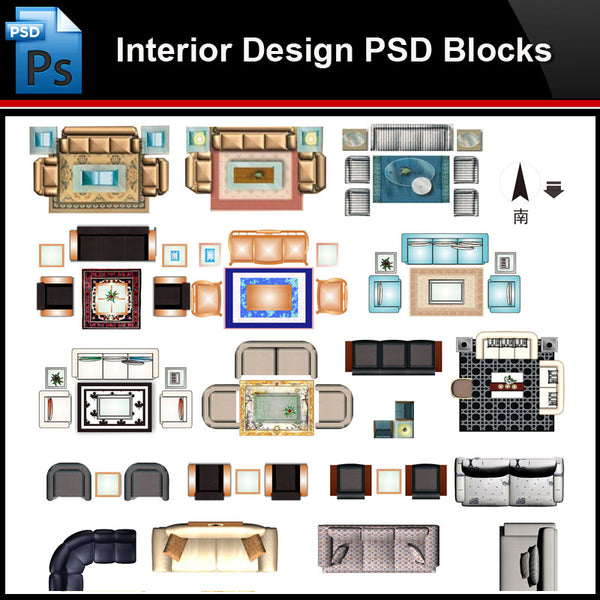★Photoshop PSD Blocks-Interior Design PSD Blocks-Sofa PSD Blocks V2 - Architecture Autocad Blocks,CAD Details,CAD Drawings,3D Models,PSD,Vector,Sketchup Download
