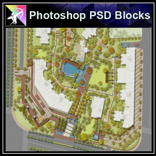 Photoshop PSD Landscape Layout -Residential Plan Design PSD V.2 - Architecture Autocad Blocks,CAD Details,CAD Drawings,3D Models,PSD,Vector,Sketchup Download