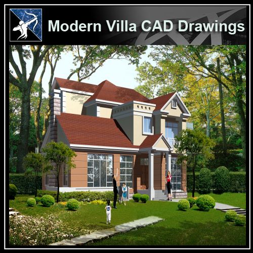 ★Modern Villa CAD Plan,Elevation Drawings Download V.15 - Architecture Autocad Blocks,CAD Details,CAD Drawings,3D Models,PSD,Vector,Sketchup Download