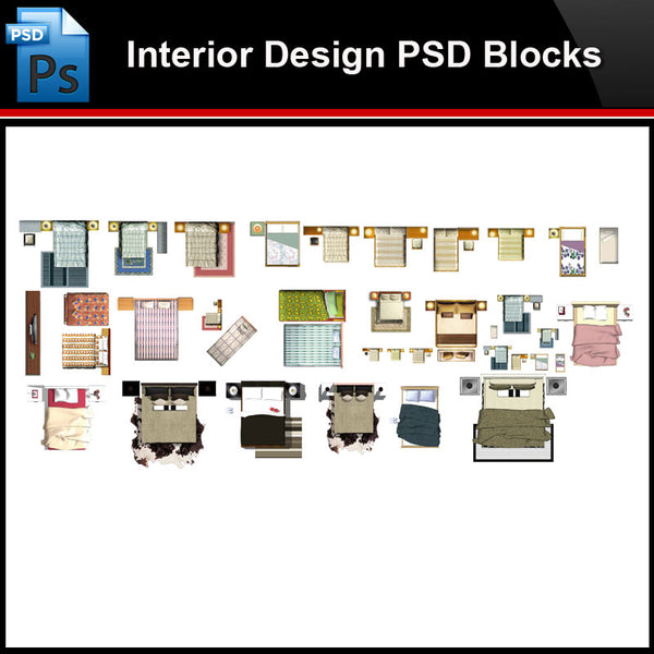 ★Photoshop PSD Blocks-Interior Design PSD Blocks-Bed PSD Blocks V3 - Architecture Autocad Blocks,CAD Details,CAD Drawings,3D Models,PSD,Vector,Sketchup Download