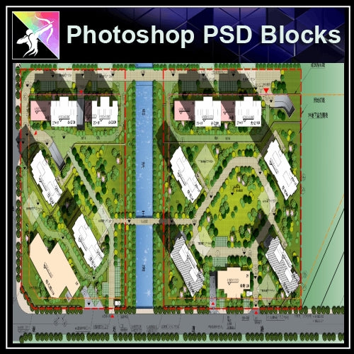 Photoshop PSD Landscape Layout -Residential Plan Design PSD V.4 - Architecture Autocad Blocks,CAD Details,CAD Drawings,3D Models,PSD,Vector,Sketchup Download