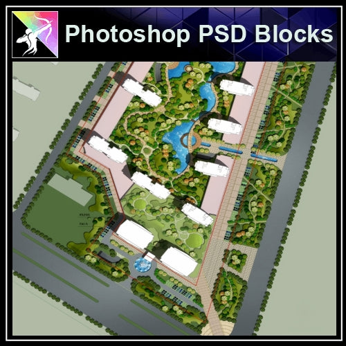 Photoshop PSD Landscape Layout -Residential Plan Design PSD V.7 - Architecture Autocad Blocks,CAD Details,CAD Drawings,3D Models,PSD,Vector,Sketchup Download