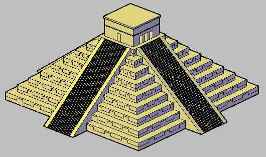 【World Famous Architecture CAD Drawings】Pyramid chichen itza CAD 3d model - Architecture Autocad Blocks,CAD Details,CAD Drawings,3D Models,PSD,Vector,Sketchup Download